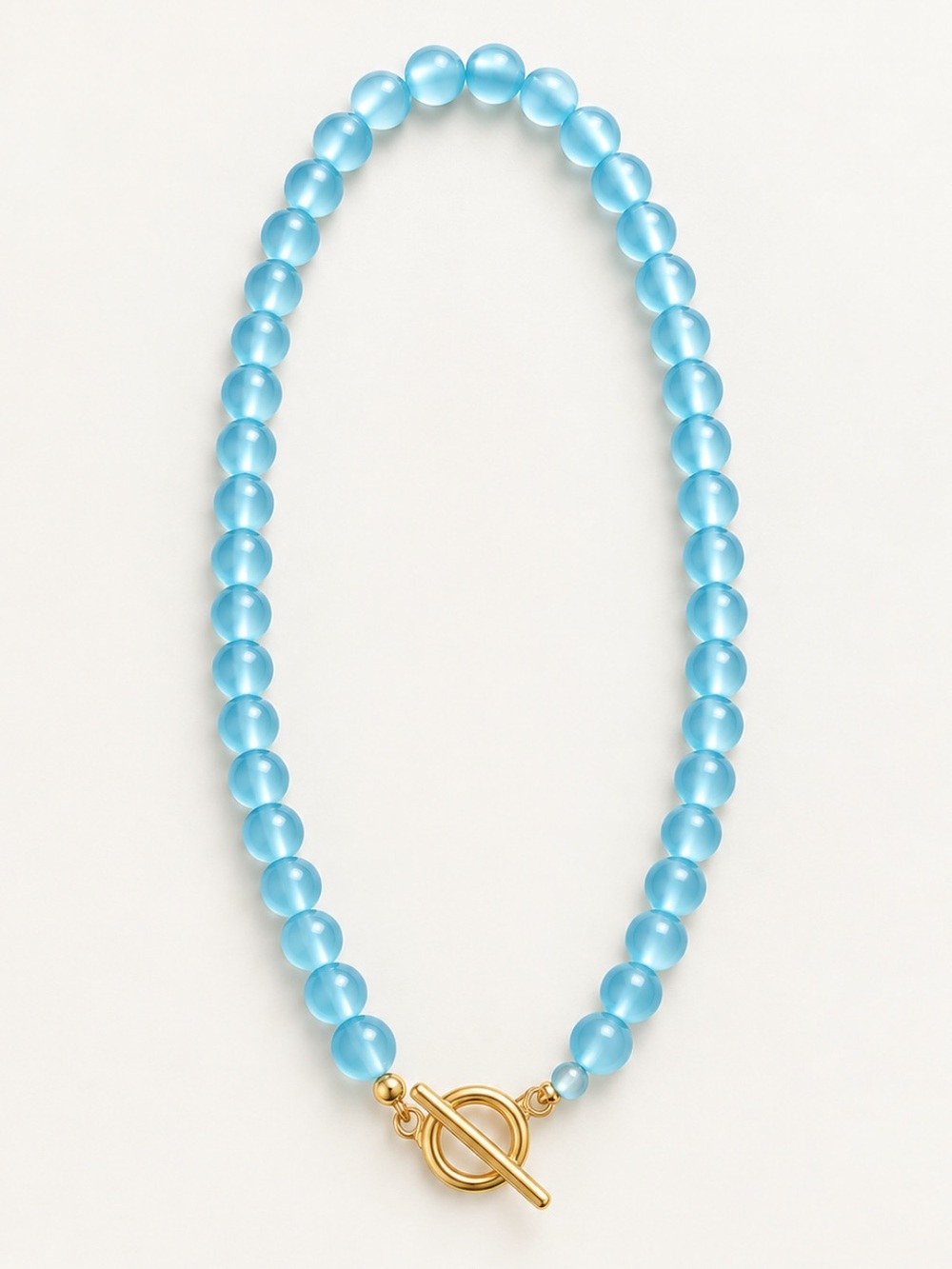 New! Light Blue Beaded Colorful Gold Toggle Necklace NWOT